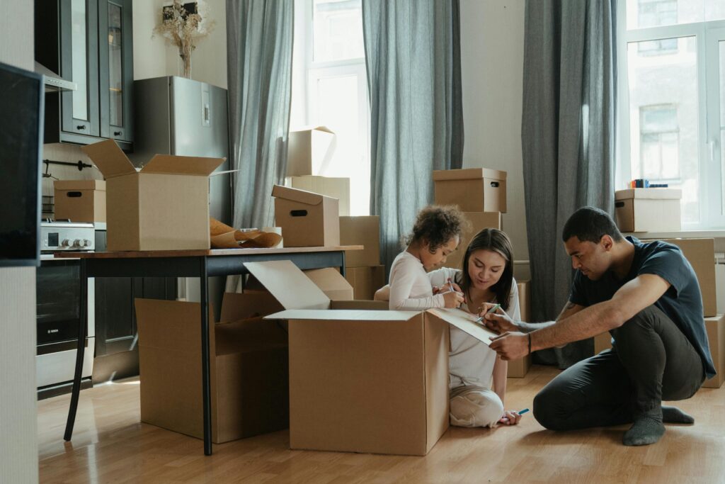 young family moving house